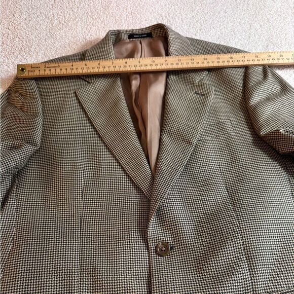 Lauren Ralph Lauren Blazer Mens Sz 40 Tan Houndstooth Sport Coat Silk Wool Blend - Picture 12 of 13
